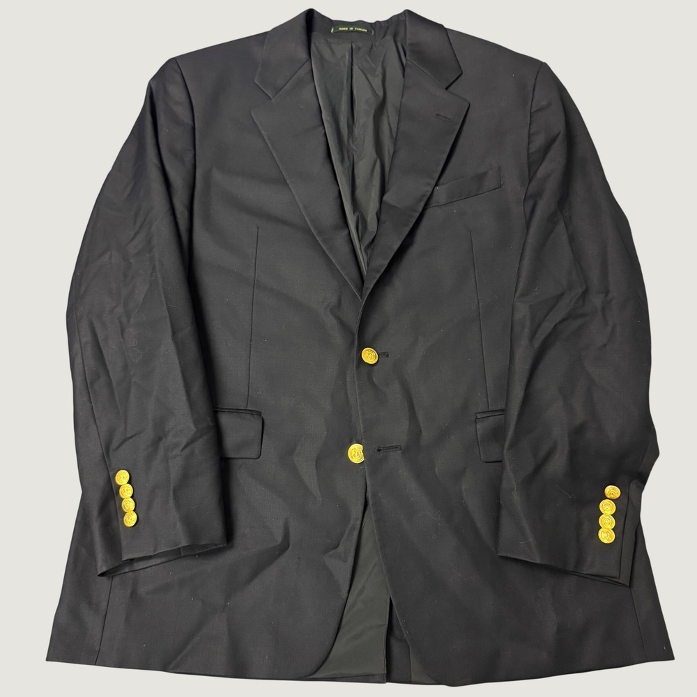 Lauren Ralph Lauren Mens 42R Navy Blue Wool Blazer Gold Crest Buttons Canada